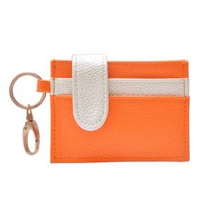 Orange and White Card Holder Key Ring